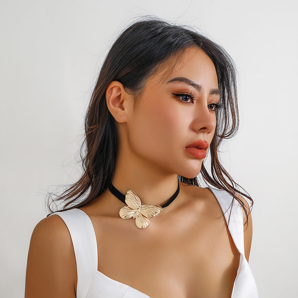 Butterfly Ribbon Necklace with Wax Thread Tassels