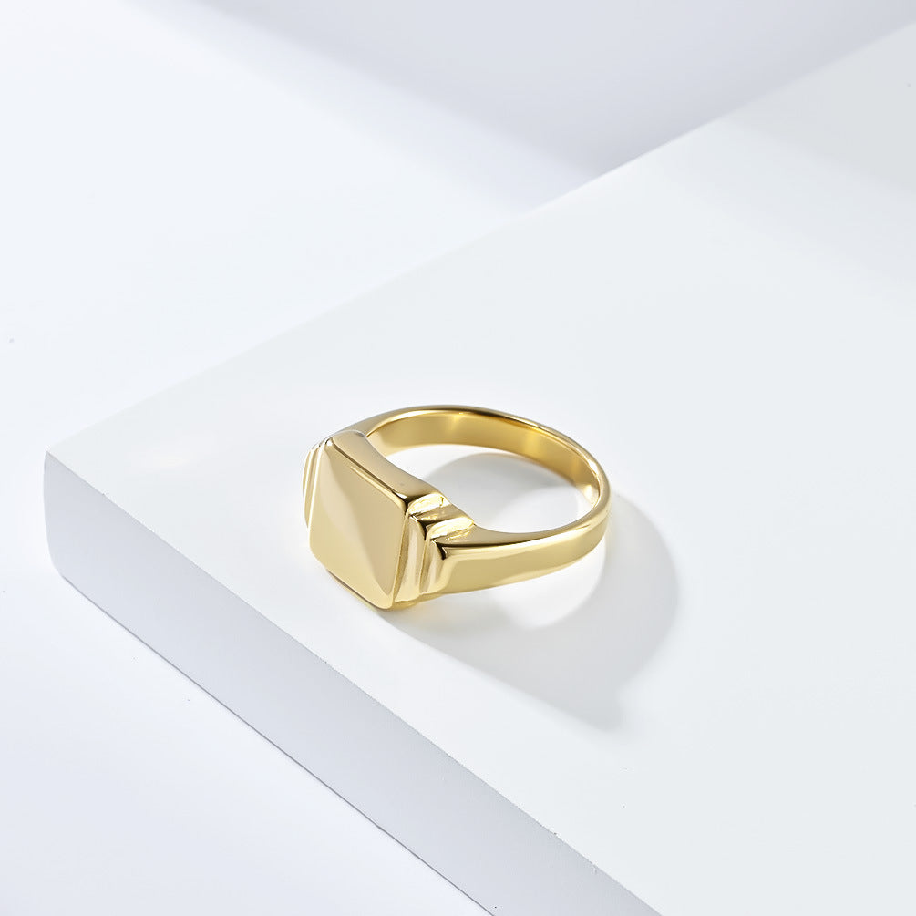INS Simple Neutral Cold Wind Square Titanium Steel Ring