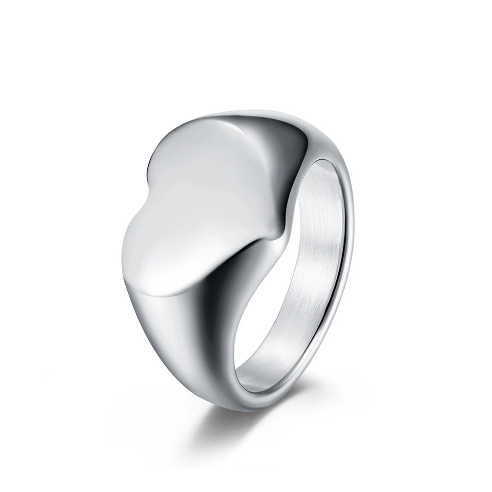 Planderful Personalized Heart Shaped Couple Ring In Steel Titanium For Men And Women