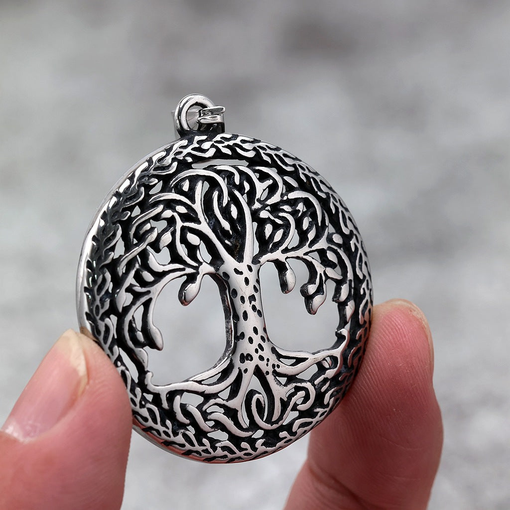 Vintage Tree of Life Stainless Steel Pendant Necklace
