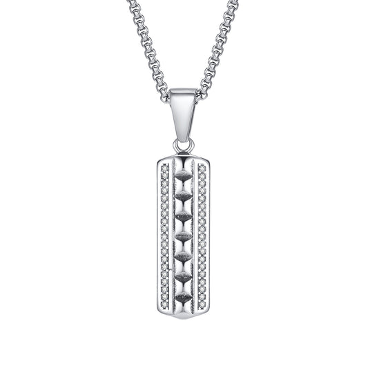 Men's Geometric Stainless Steel Zircon Pendant Necklace Jewelry