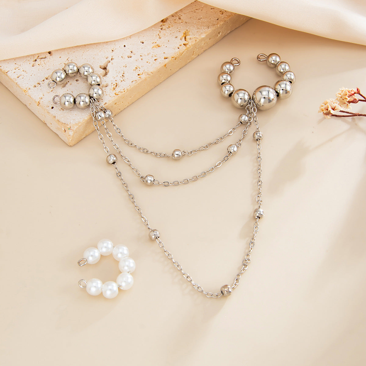 Planderful Vienna Verve Imitation Pearl Ear Clips Set For Women With Retro Beaded Tassel Clip On Earrings