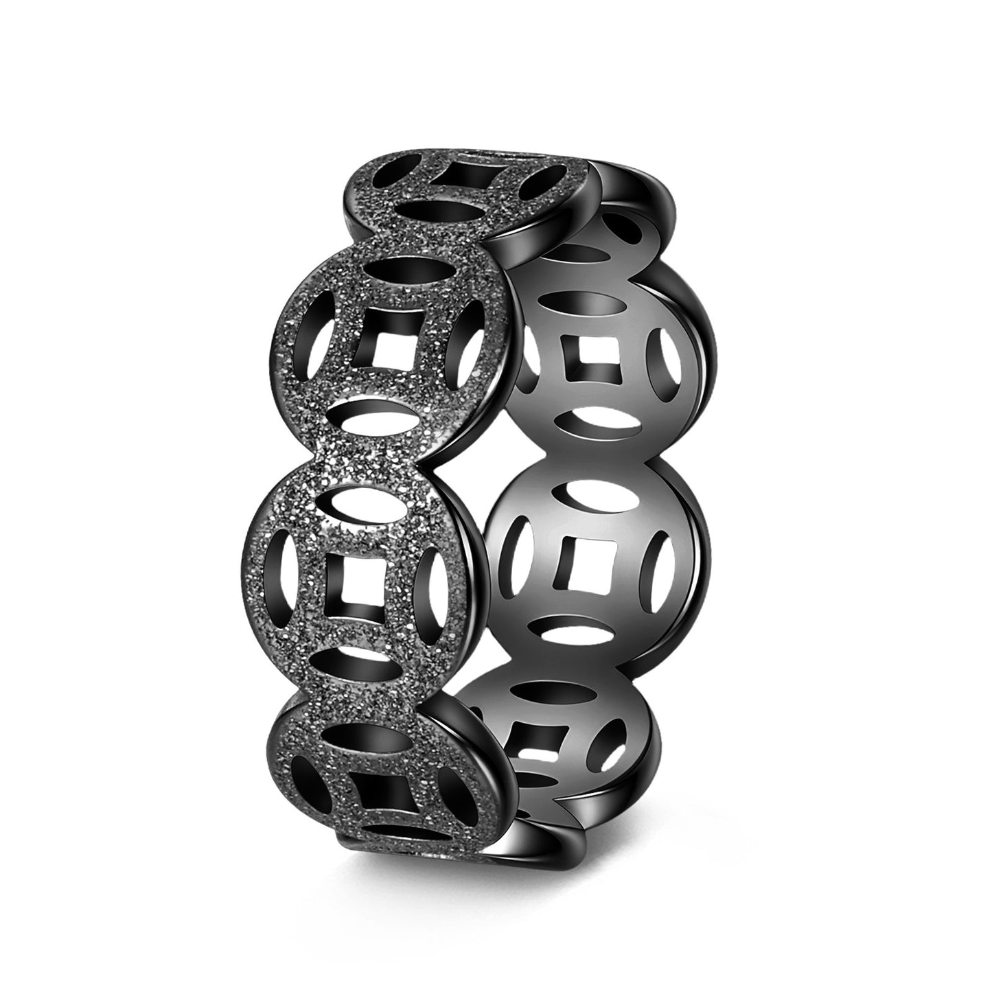Planderful Everyday Genie Copper Coin Titanium Steel Ring For Unisex Couples Protection Gift