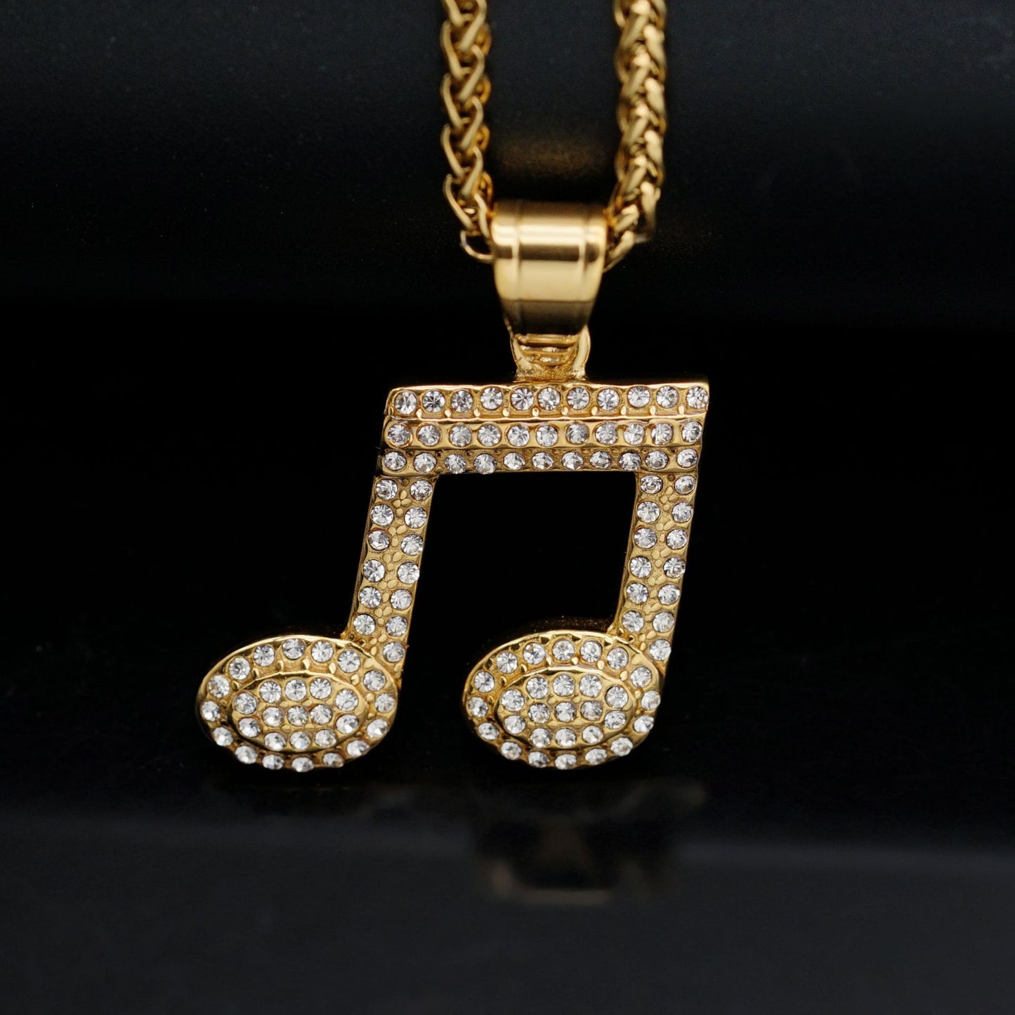 Planderful Everyday Genie Titanium Steel Music Note Necklace Unisex Pendant Trendy Zircon