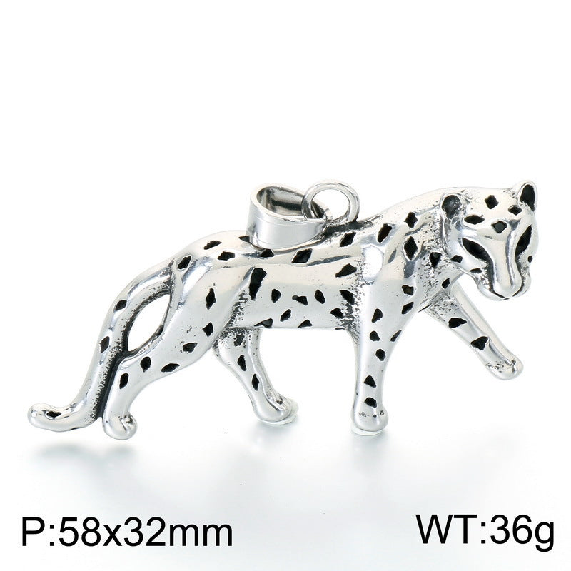 Nordic Mythological Beast Inlaid Red-Eye Wolf Head Stainless Steel Men's Pendant Retro Wolf Necklace