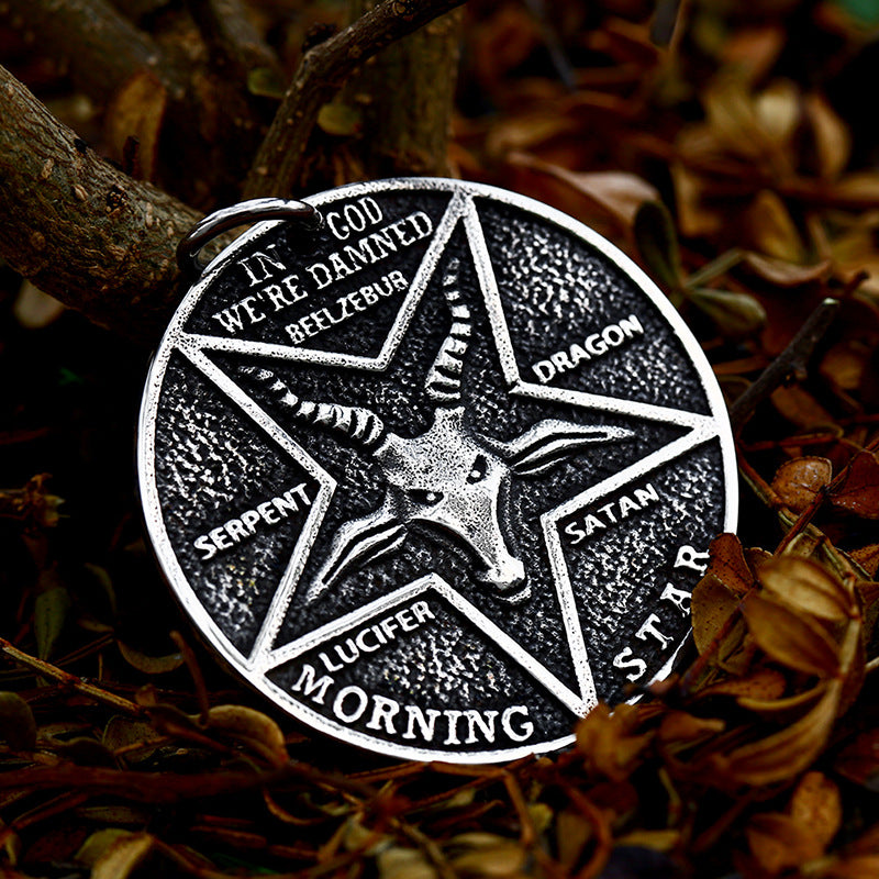 Men's Stainless Steel Pentagram Pendant - Cross-Border Lucifer Satan Jewelry in Titanium Steel