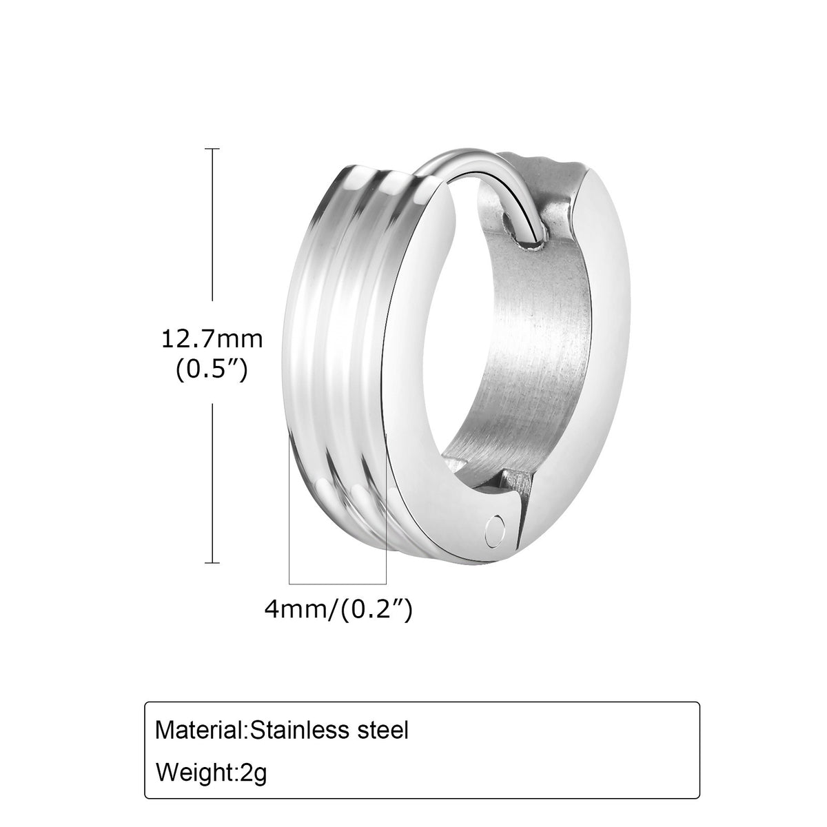 Stainless Steel Single Earring — Four Finishes