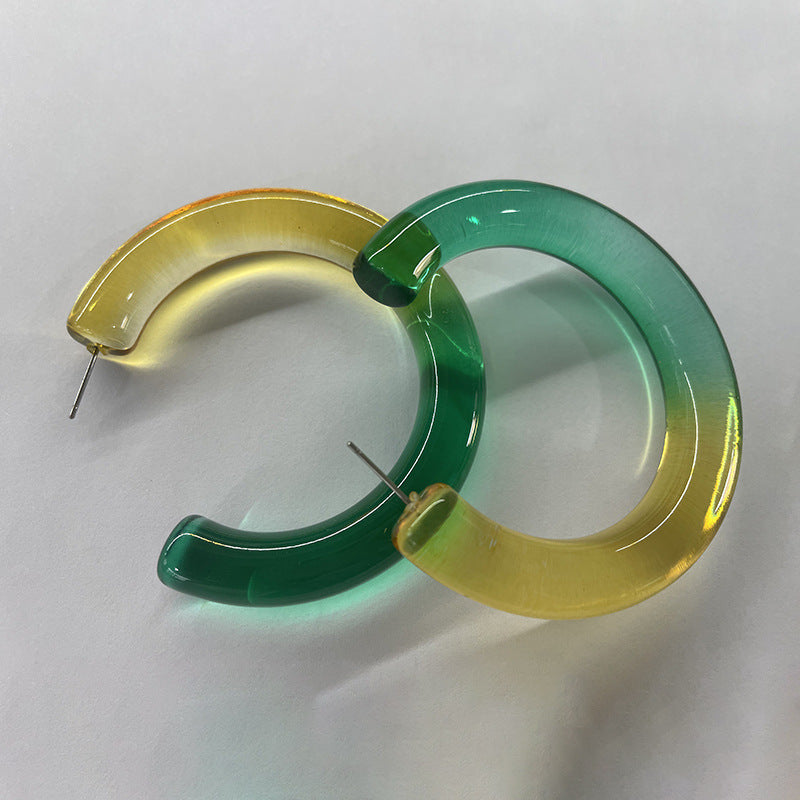 Vibrant Acrylic C-shaped Earrings from Vienna Verve Collection