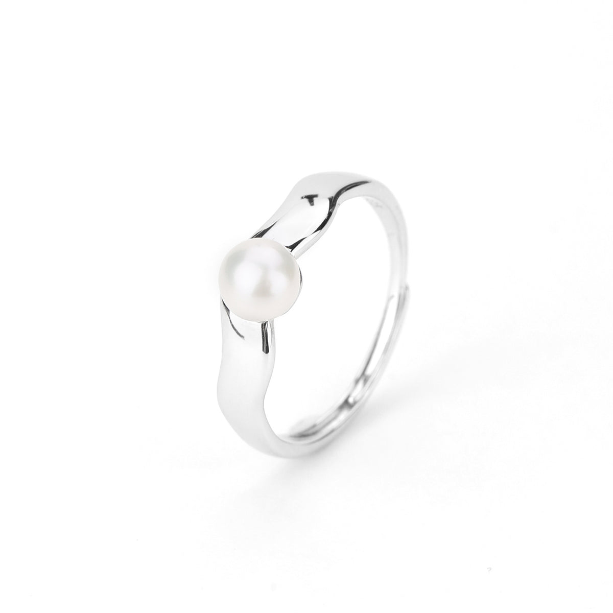 S925 Sterling Silver Freshwater Pearl Ring — Adjustable