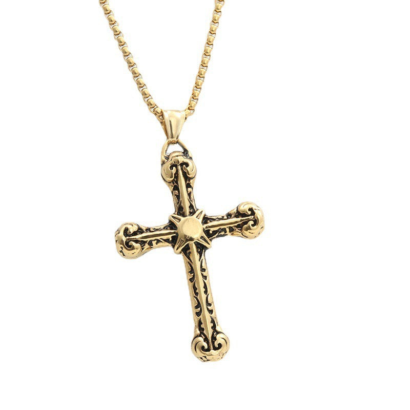 1. Planderful Everyday Genie Cross Necklace For Men Stainless Steel Titanium Hip Hop Style Gift