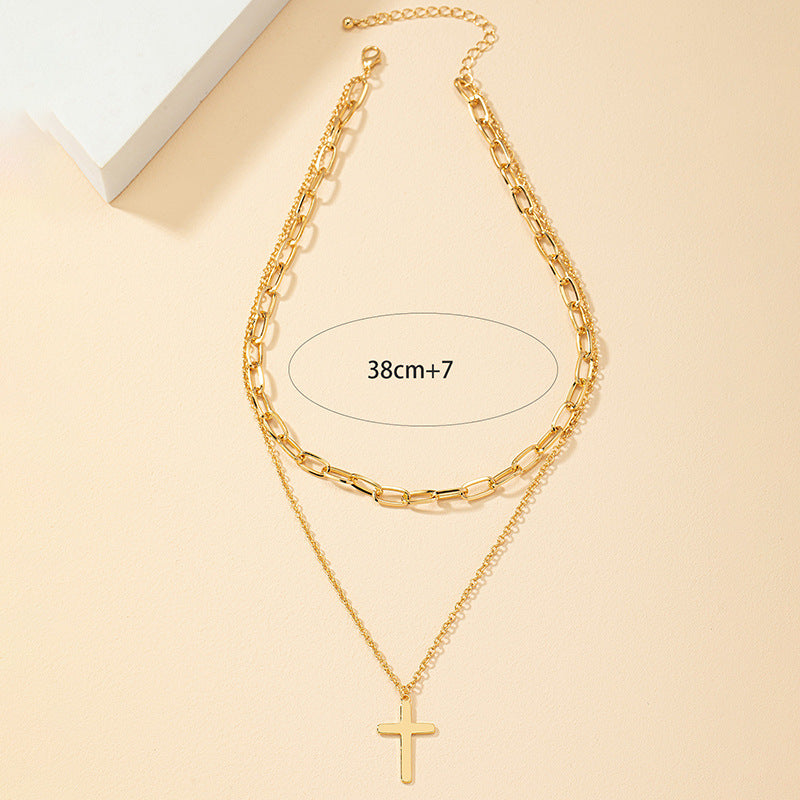 Luxury Double Layer Cross Pendant Necklace - Vienna Verve Collection
