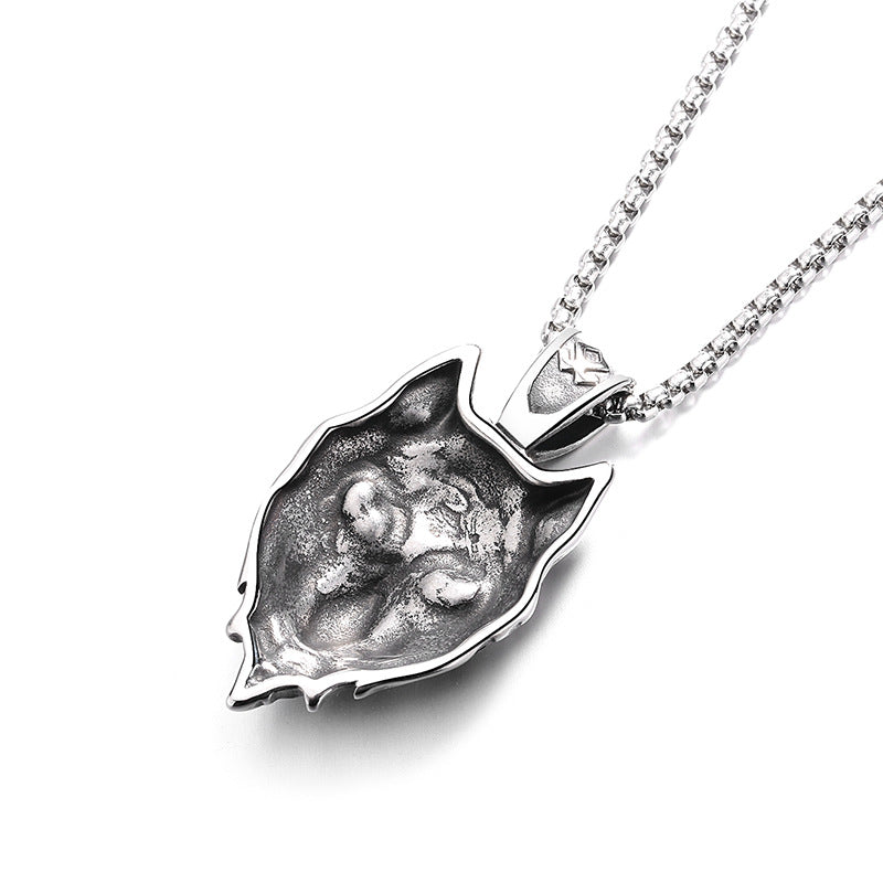 Steel Necklace – Vintage Viking Wolf Head