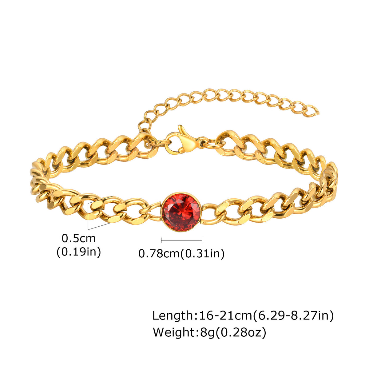 Zircon Cuban Chain Stainless Steel Bracelet