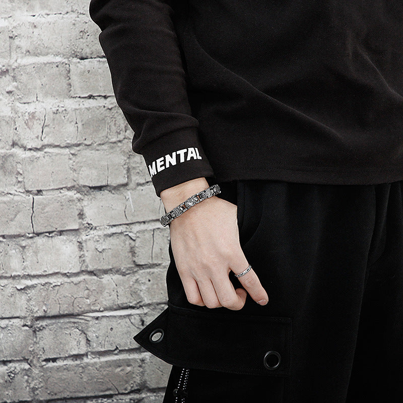 Stylish Hip-Hop Stainless Steel Cross Bracelet for Men