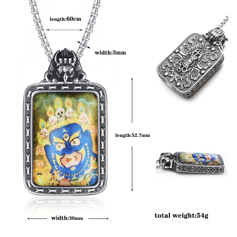 Steel Necklace – Vintage Ethnic Thangka Pendant