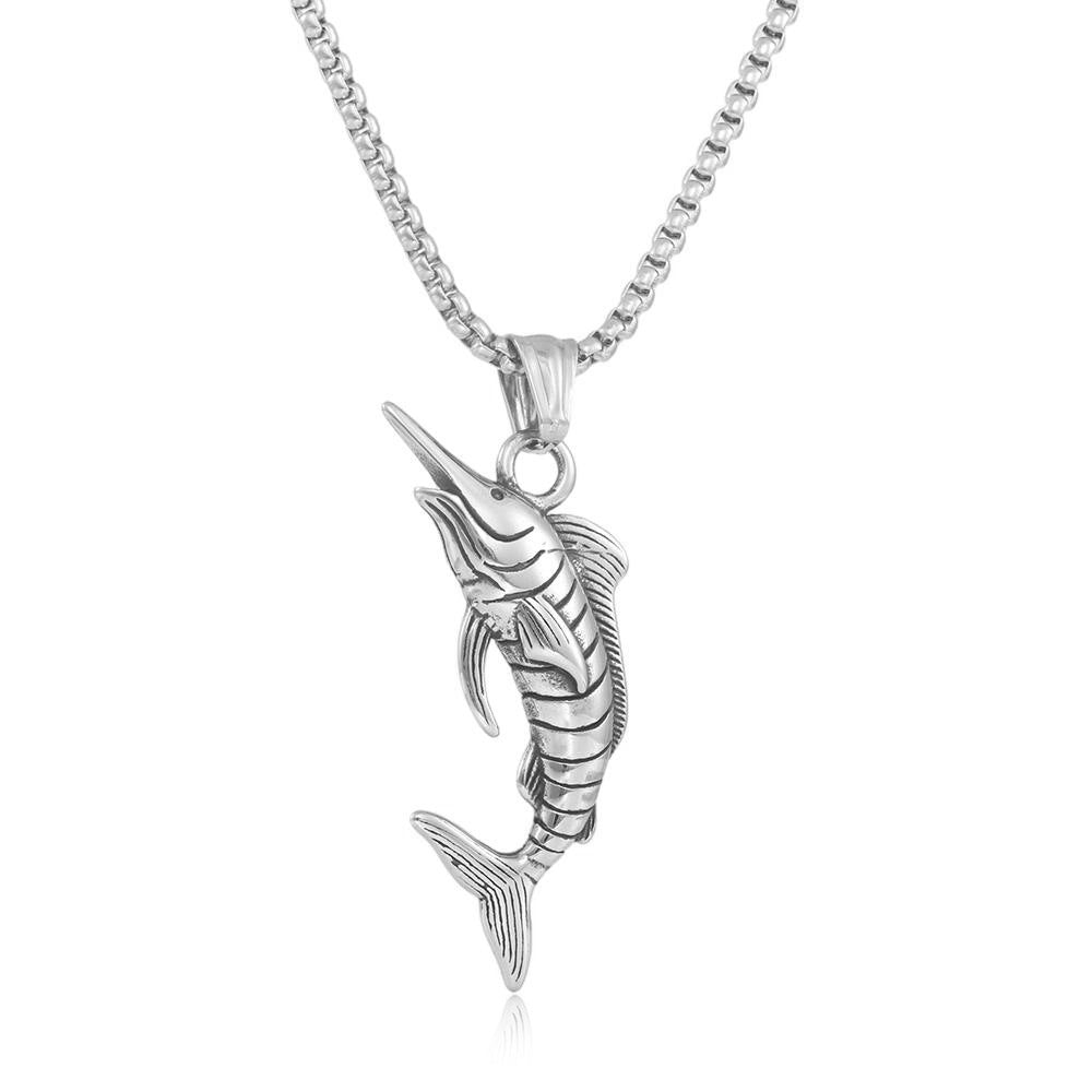 European And American Stainless Steel Sailfish Pendant Necklace