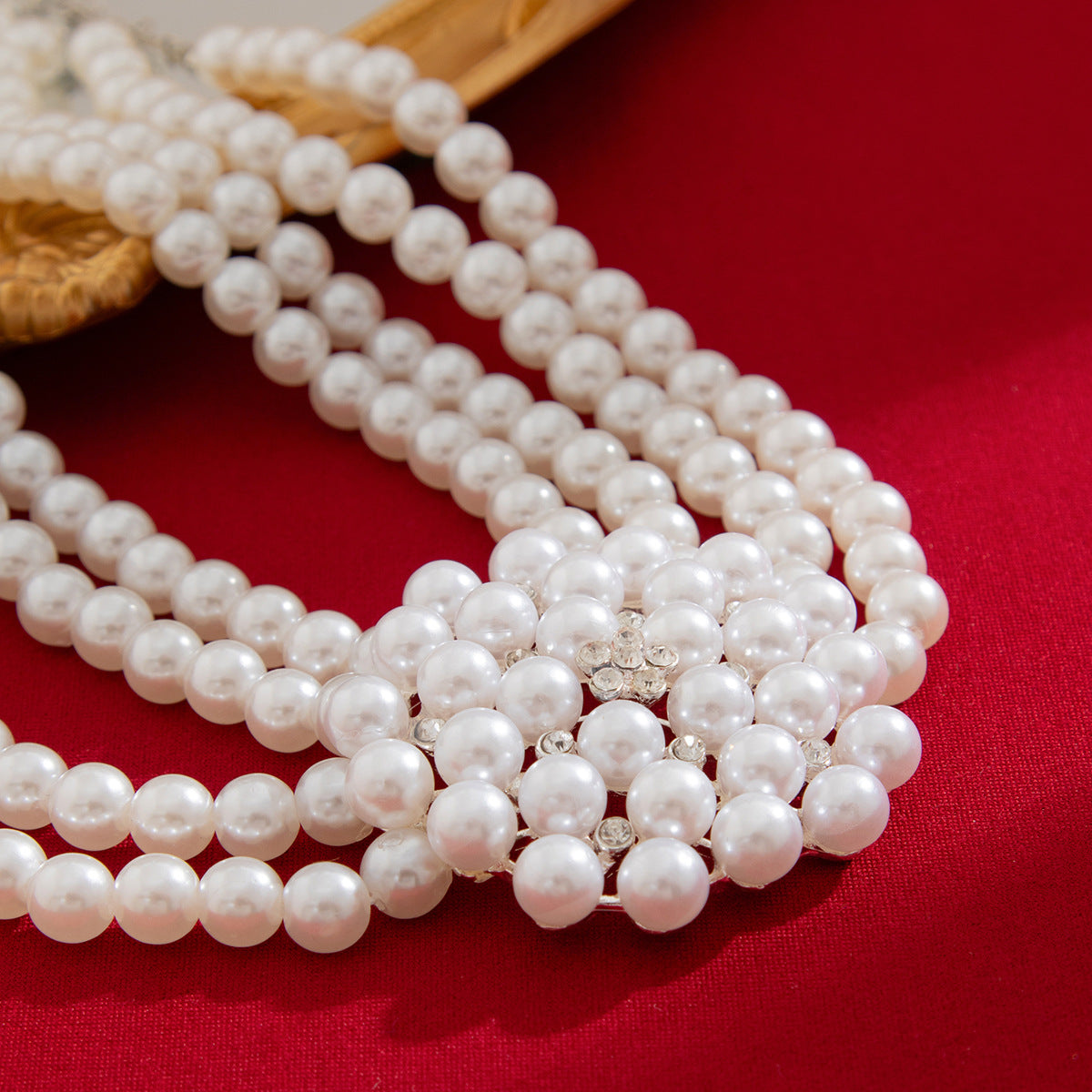 French-Inspired Pearl Flower Layered Choker