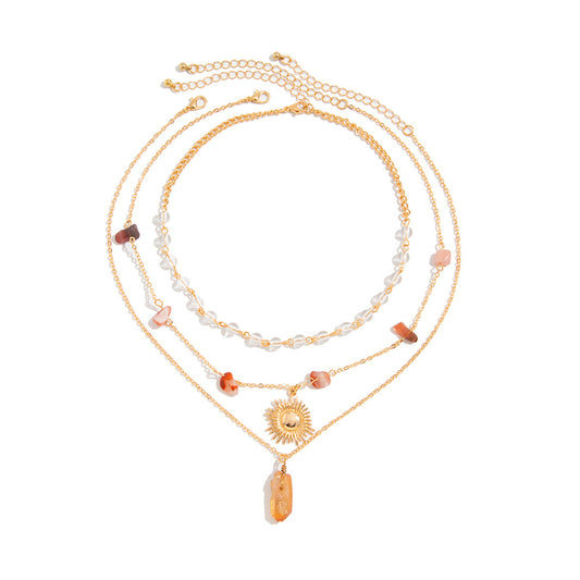 Planderful Vienna Verve Necklace – Multi-Layer Sun Pendant Design