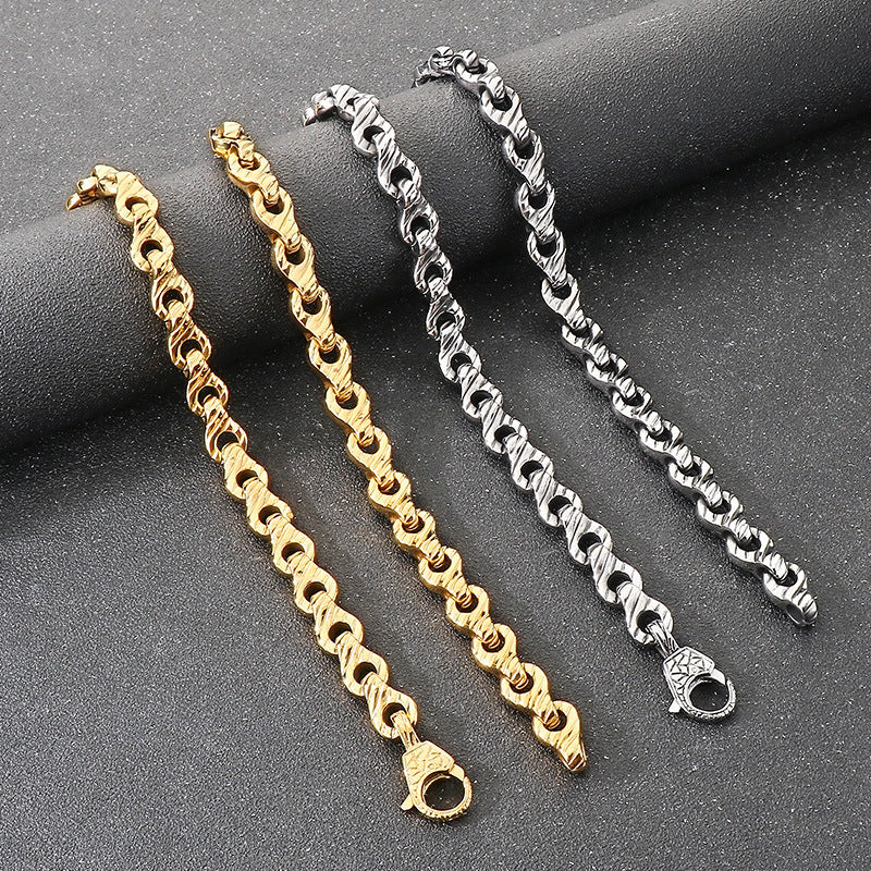 Stainless Steel Interlocking Handcuff Bracelet Punk Style