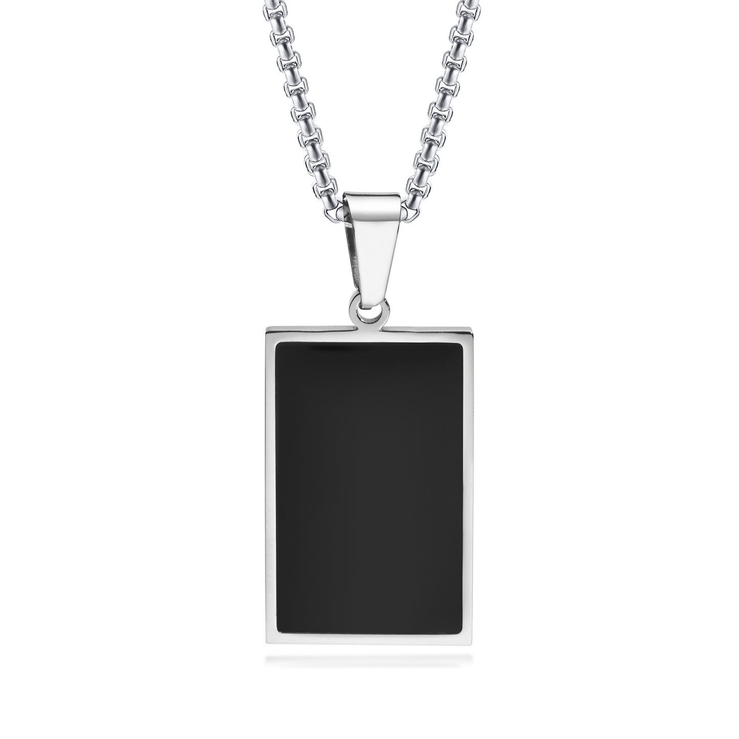 Geometric Pendant Necklace Men's Stainless Steel Epoxy Jewelry