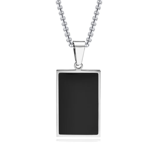 Geometric Pendant Necklace Men's Stainless Steel Epoxy Jewelry