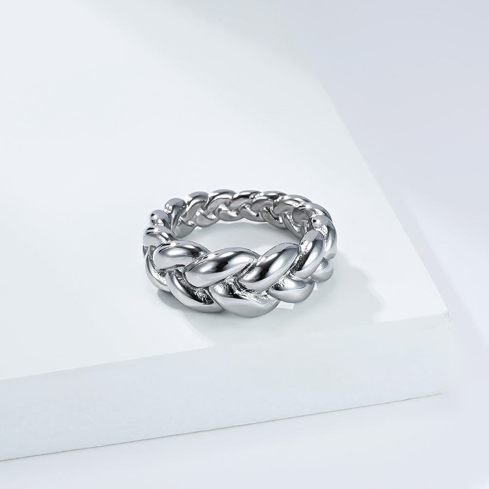 Steel Ring - Elegant Everyday Wear Twist Weave Unisex Jewelry Planderful Timeless Accessory