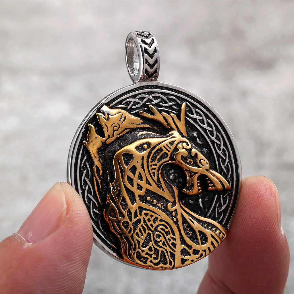 Punk Wolf Stainless Steel Men's Pendant Necklace