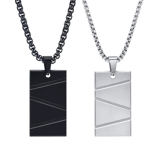 Titanium Steel Geometric Pendant Necklace for Men Engrave