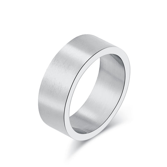 Cross-Border 8mm Matte Brushed Gray Titanium Steel Ring for Men