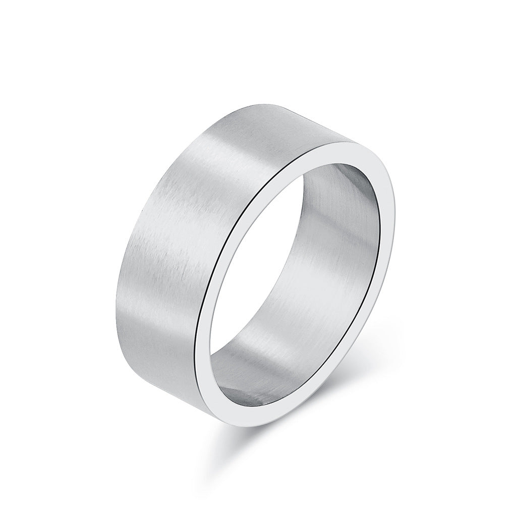 Matte Brushed Gray Ancient Silver Stainless Steel Ring for Men