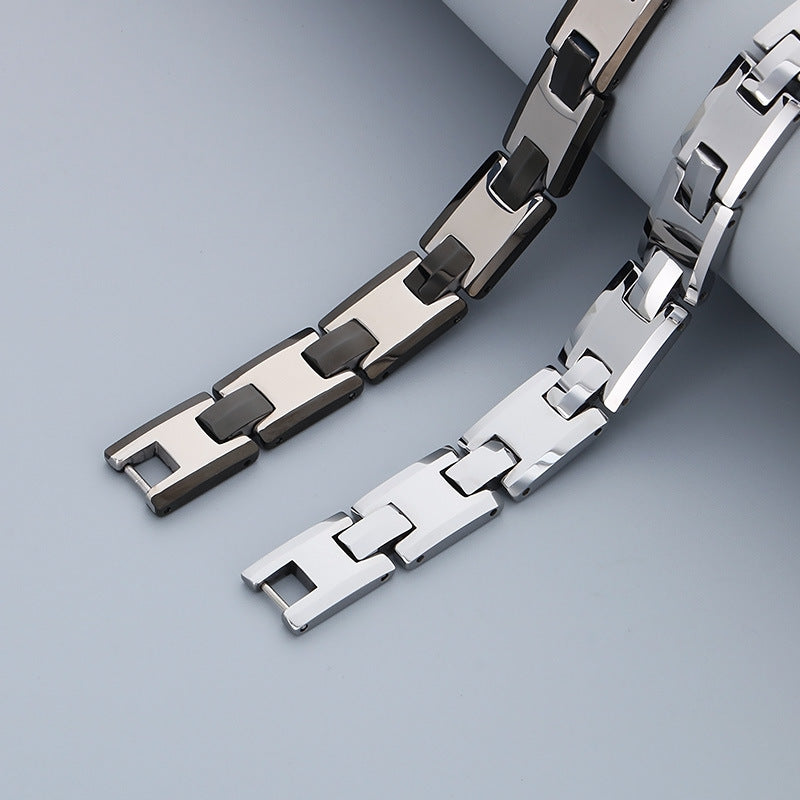 Planderful Unisex Tungsten Steel Adjustable H Shaped Bracelet