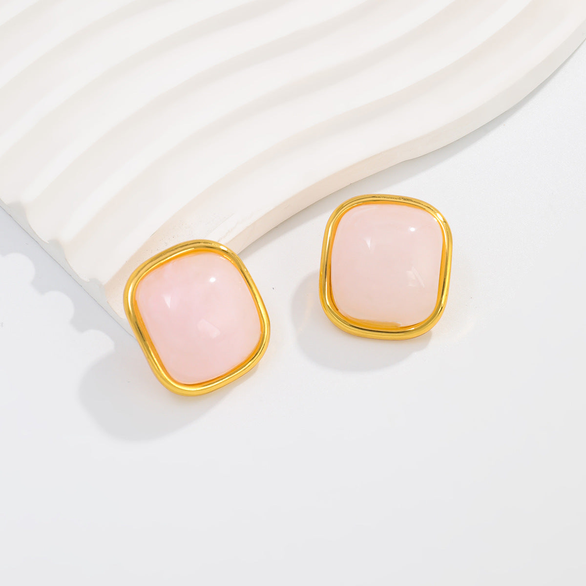 Planderful Vienna Verve Macaron Color Smudge Stud Earrings Stainless Steel For Women Retro Chic Statement Jewelry