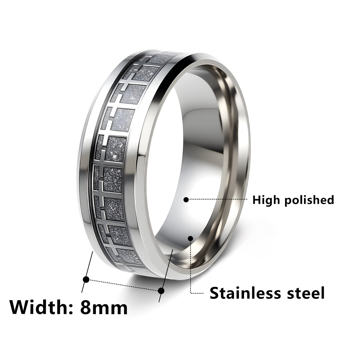 Stainless Steel Cross Ring Two Tone Unisex Planderful Everyday Wear For Men And Women