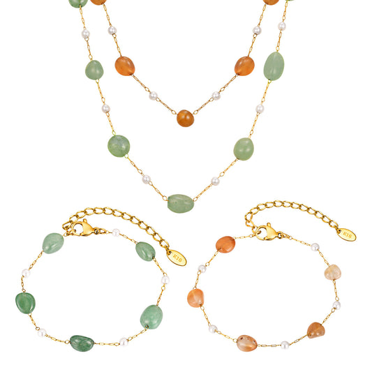 European And American Women's Children's Gold Bracelet Necklace Set