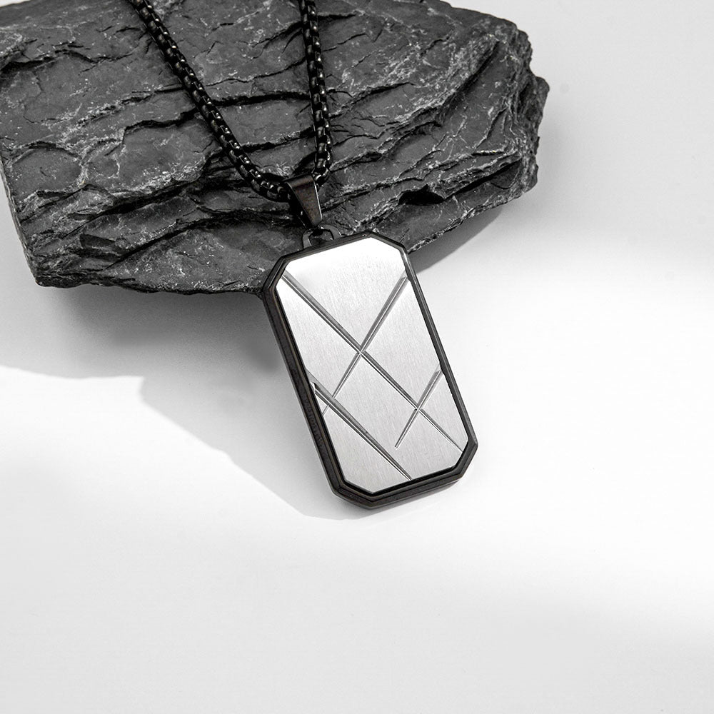Planderful Military Pendant Necklace Titanium Steel Octagonal Cut For Men Durable European American Design