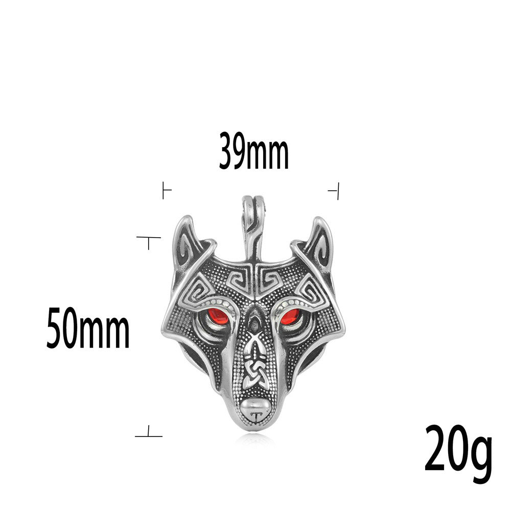European And American Stainless Steel Wolf Eye Pendant Men's Necklace