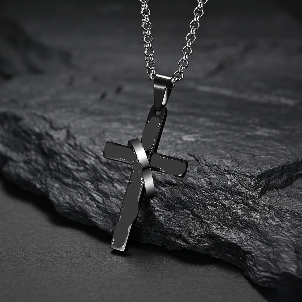 European And American Hip Hop Hipster Stainless Steel Cross Necklace Pendant For Men