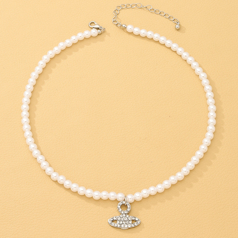 Stylish Vienna Verve Pearl Planet Necklace for Women in Metal - Wholesale Accessory