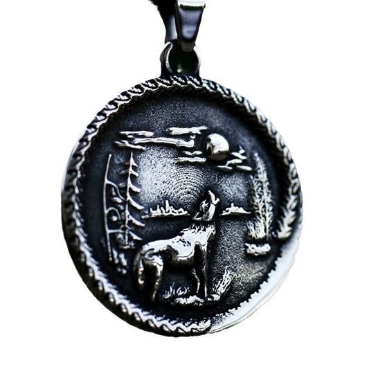 Titanium Steel Wolf Head Pendant - Retro Dominant Design for Men