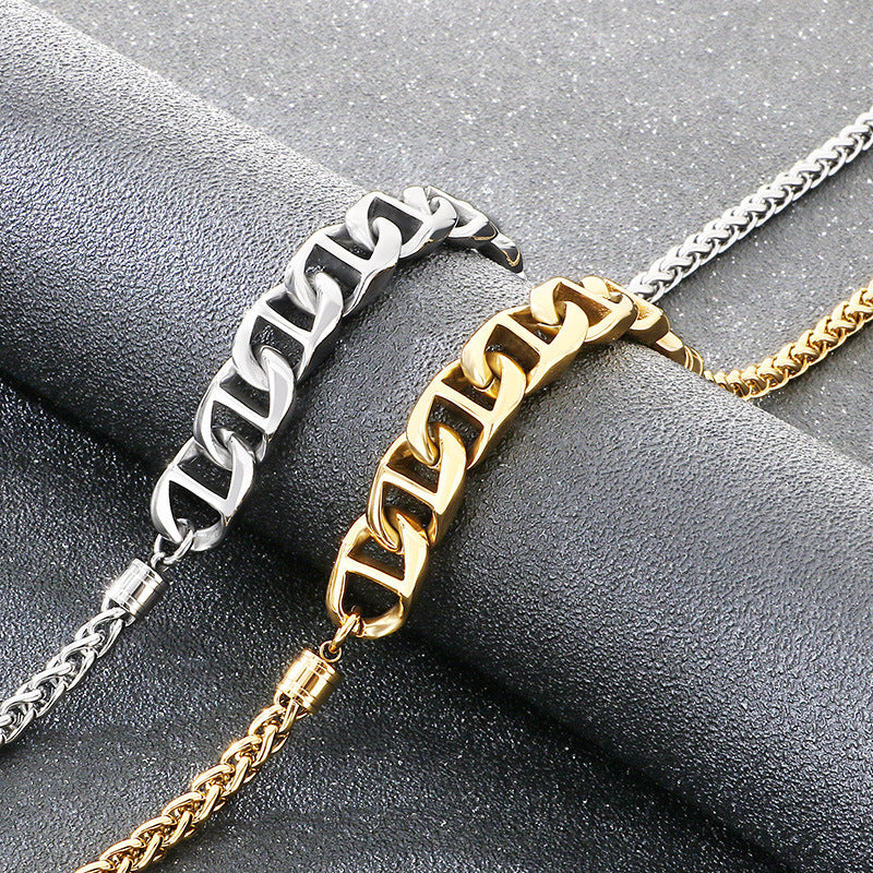 Collarbone Chain, Hip Hop Pig Nose Chain, Vacuum Electroplated Flower Basket Chain, Stainless Necklace