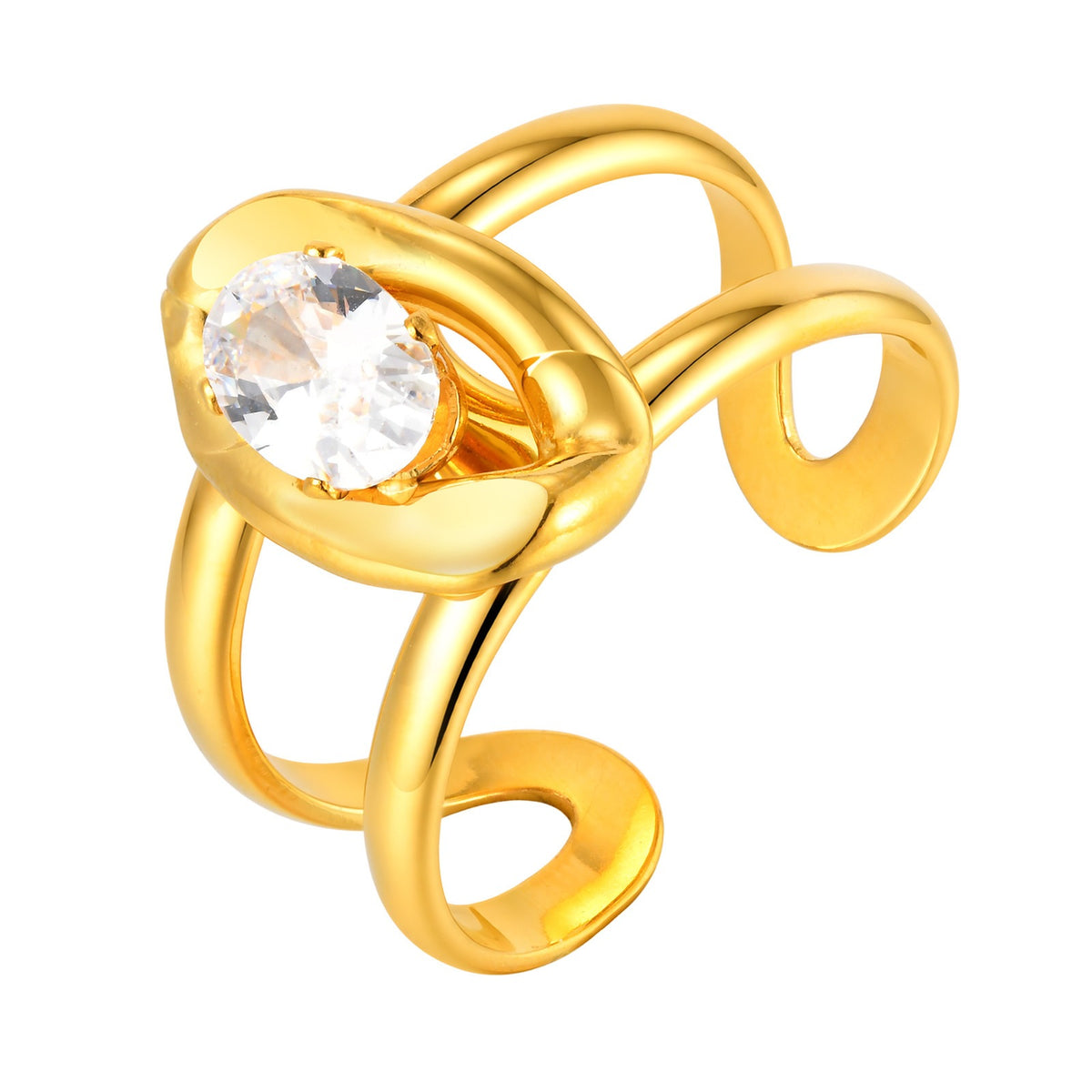 Version Of Design Blogger With Stainless Steel Double Zircon Open Ring