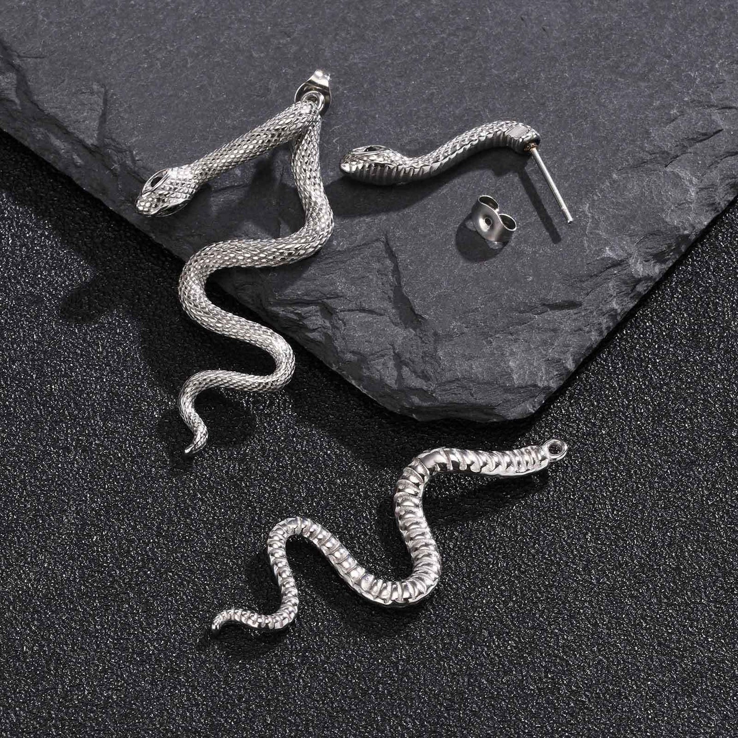 Planderful Ladies Snake Earrings Stainless Colorful Zircon