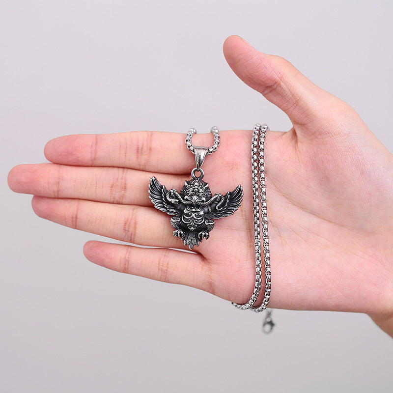 Stainless Steel Necklace - Vintage Dapeng Bird Wing Pendant