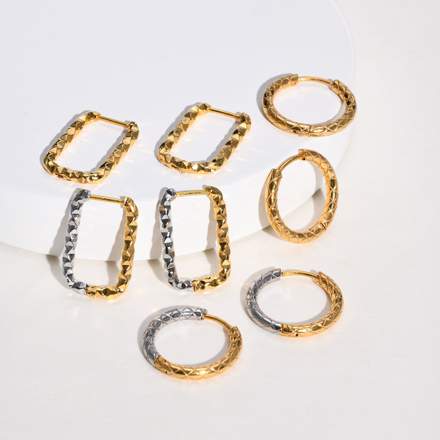 Jewelry Stainless Steel Geometric Rhombus Earrings Gold Ladies