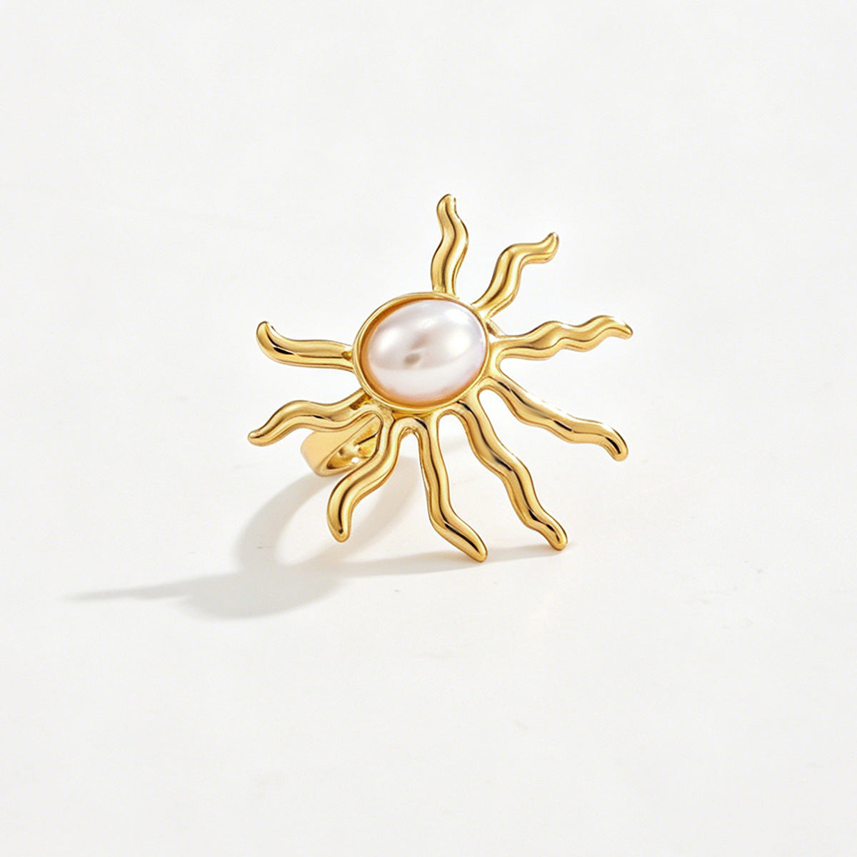 Planderful Ocean Starfish Ring With Imitation Pearl Adjustable Stainless Steel Statement Beach Jewelry For Women