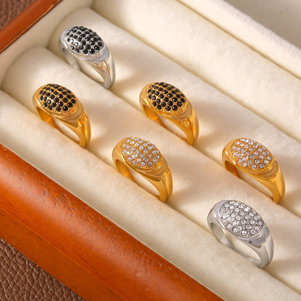 Luxurious Geometric Zircon Titanium Steel Gold-Plated Ring