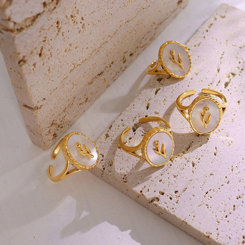 Luxurious French Sea Shell Copper Ring - Elegant Jewelry for Every Day