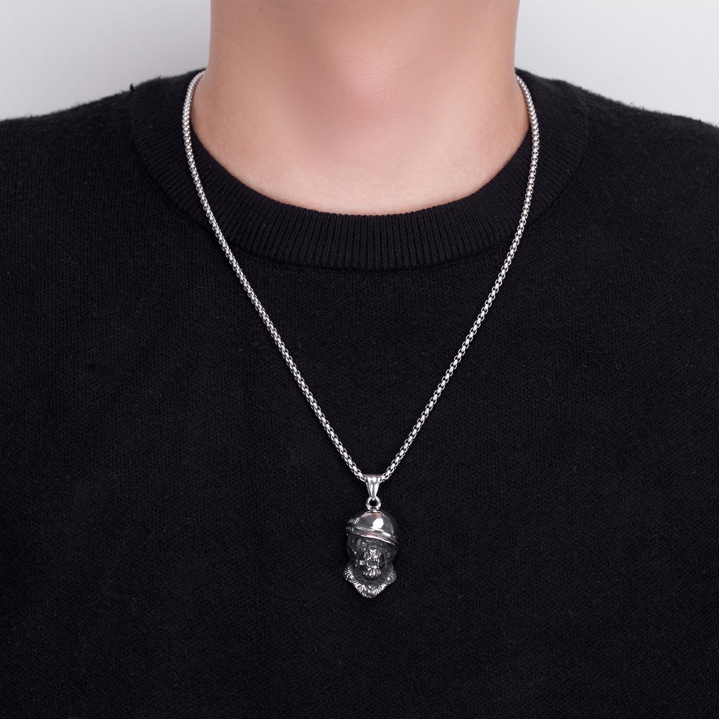 Steel Necklace – Statement Men's Skull Design For Halloween Fashion, Stainless Steel Gothic Jewelry Gift