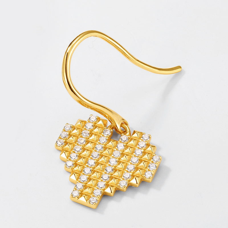 Planderful Jewelry Sterling Silver Zircon Earrings Peach Heart Design Personalized Everyday Elegance