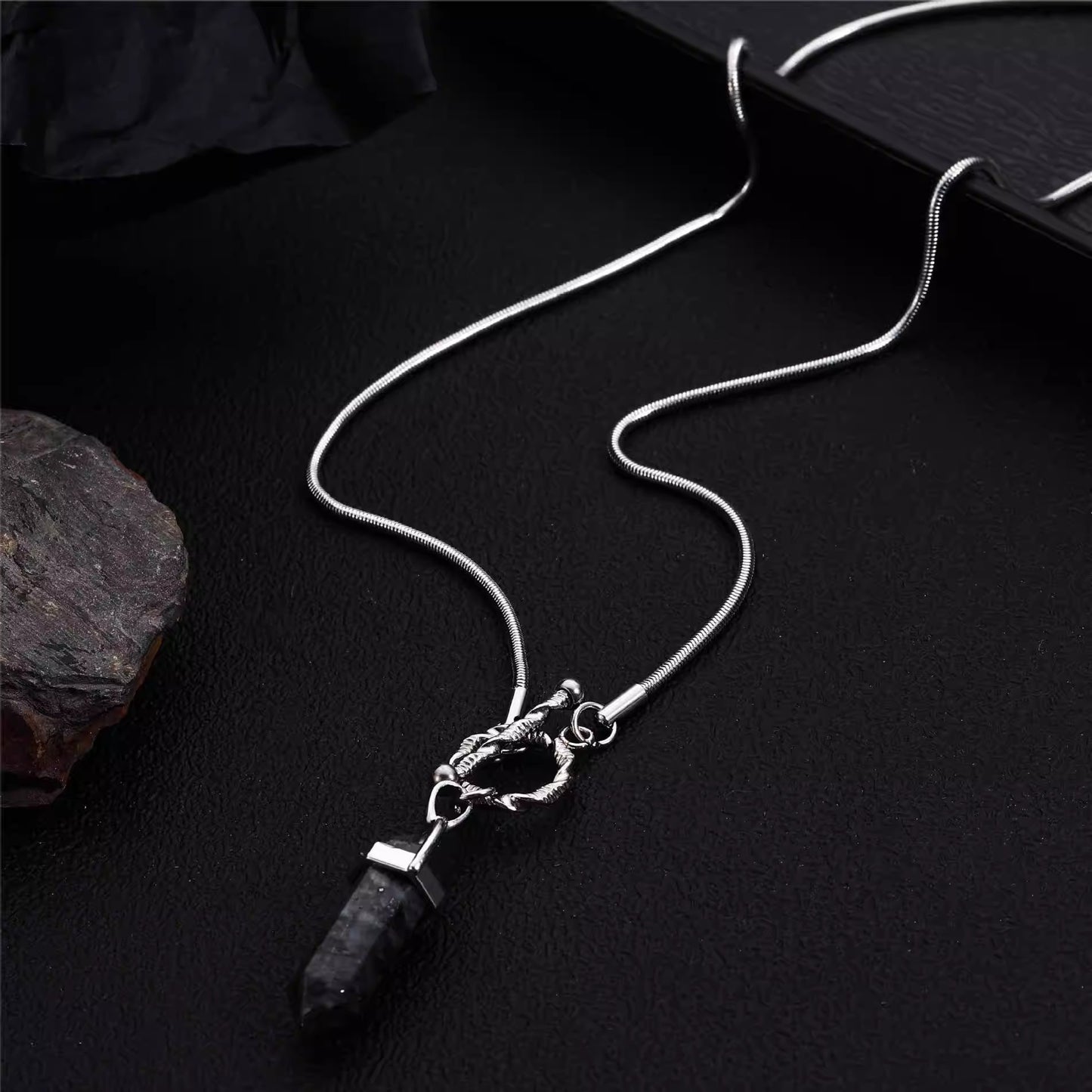 Planderful Jewelry Titanium Hexagonal Pillar Pendant Necklace Stainless Steel Modern Luxury